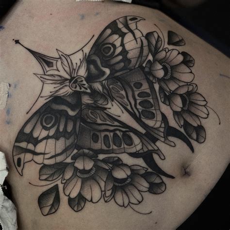 Moth Underboob Tattoo